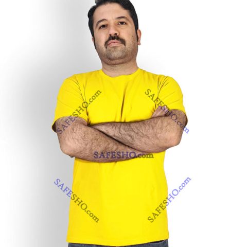 تی شرت کار نخی زرد رنگ