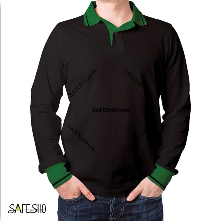 تیشرت کار آستین بلند مچ دار مشکی