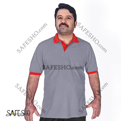 تیشرت کار دورنگ طوسی قرمز